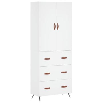 Vidaxl Visoka omara bela 69,5x34x180 cm inženirski les
