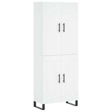 Vidaxl Visoka omara bela 69,5x34x180 cm inženirski les