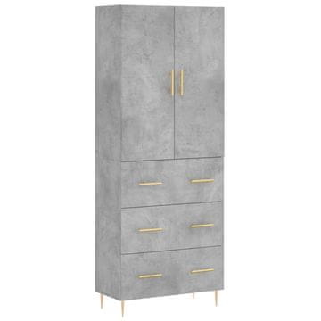 Vidaxl Visoka komoda betonsko siva 69,5x34x180 cm inženirski les