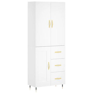 Vidaxl Visoka omara bela 69,5x34x180 cm inženirski les