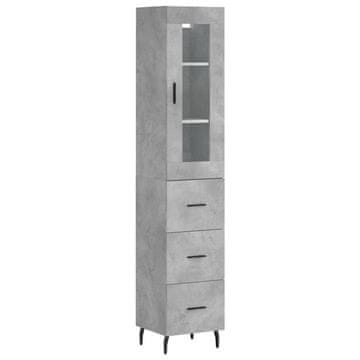 Vidaxl Visoka omara betonsko siva 34,5x34x180 cm inženirski les