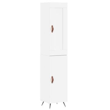 Vidaxl Visoka omara bela 34,5x34x180 cm inženirski les