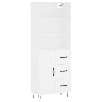 Vidaxl Visoka omara bela 69,5x34x180 cm inženirski les