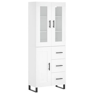 Vidaxl Visoka omara bela 69,5x34x180 cm inženirski les
