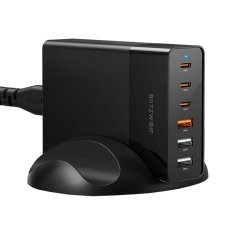 Blitzwolf bw-s25 omrežni polnilec, 75 W, 3x usb + 3x usb-c (črn)