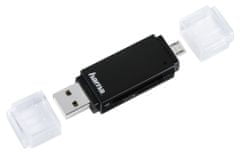 Hama Bralnik pomnilniških kartic Basic USB 2.0/micro USB OTG/ SD/microSD/ črn