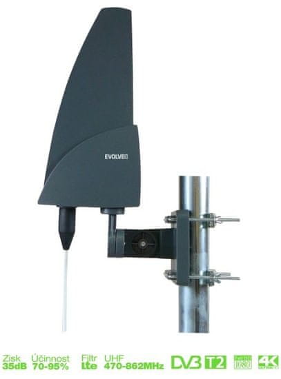 Evolveo Shark, aktivna zunanja antena DAB+/DVB-T2, LTE,4G,5G filter