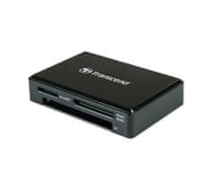 Transcend Čitalnik pomnilniških kartic USB-C, črn - SDHC/SDXC (UHS-I), microSDHC/microSDXC (UHS-I), CompactFlash (UDMA7)