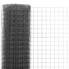Vidaxl Žična mreža za ograjo jeklo s PVC oblogo 10x0,5 m siva