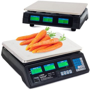 Verkgroup Digitalna inox elektronska tehtnica do 40kg dvostranski LCD črna