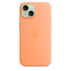 Apple iPhone 15 ovitek, silikonski, z MagSafe, Orange Sorbet (MT0W3ZM/A)