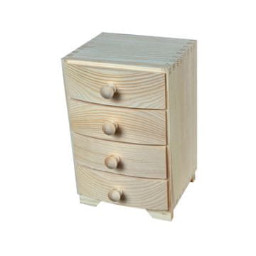 Greatstore Lesena komoda - 4 predali