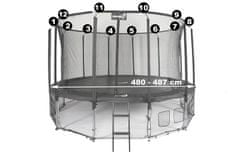 Notranji trampolin z obročem 16FT 487 cm za 12 palic JUMPI