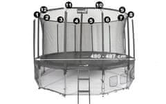 Greatstore Notranji trampolin z obročem 16FT 487 cm za 12 palic JUMPI