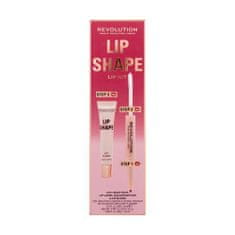 Makeup Revolution Lip Shape Odtenek rose pink Set glos za ustnice Lip Shape Lip Gloss 9 ml + črtalo za ustnice in fiksator šminke 2 In 1 Lip Liner & Colour Setter 1,7 ml