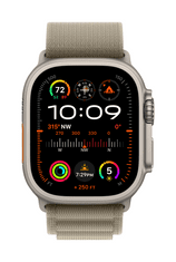 Apple Watch Ultra 2 GPS+Cellular pametna ura, 49 mm, ohišje Titanium, pašček Olive Alpine Loop Medium (MREY3BS/A)