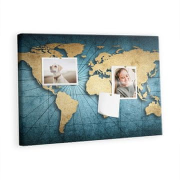 tulup.si Plošča iz plute Zemljevid sveta 3d Kovinski zatiči