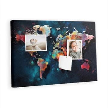 tulup.si Plošča iz plute Abstraktni zemljevid Barvne zatiči