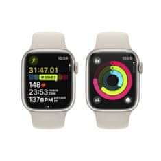 Apple Watch Series 9 pametna ura, 41 mm, aluminijasto ohišje, športni pašček S/M, Starlight (MR8T3QH/A)