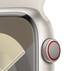 Apple Watch Series 9 pametna ura, 45 mm, aluminijasto ohišje, športni pašček M/L, Starlight (MR973QH/A)