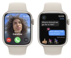 Apple Watch Series 9 pametna ura, 45 mm, aluminijasto ohišje, športni pašček S/M, Starlight (MR963QH/A)