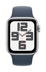 Apple Watch SE pametna ura, 40 mm, GPS, srebrna, športni pašček Storm modra S/M