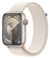 Apple Watch Series 9 pametna ura, 45 mm, aluminijasto ohišje, pašček Sport Loop, Starlight (MR983QH/A)
