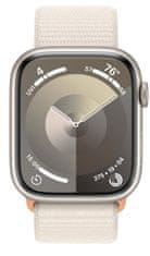 Apple Watch Series 9 pametna ura, 45 mm, aluminijasto ohišje, pašček Sport Loop, Starlight (MR983QH/A)
