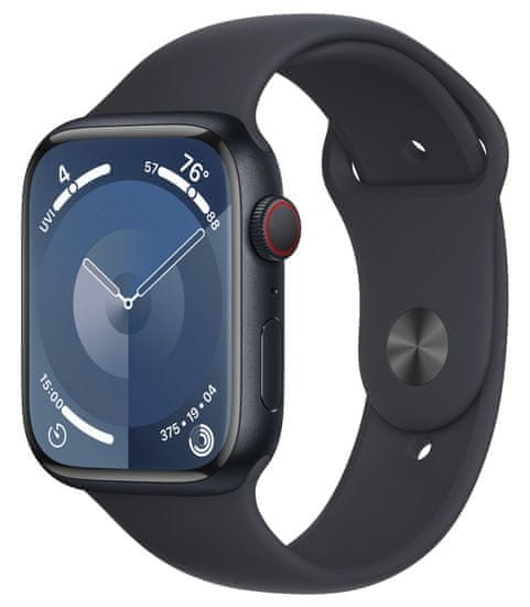 Apple Watch Series 9 pametna ura, GPS, 45 mm, aluminijasto ohišje, športni pašček S/M, Midnight (MR993QH/A)