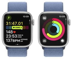 Apple Watch Series 9 pametna ura, GPS, 45 mm, aluminijasto ohišje Silver, pašček Sport Loop, Winter Blue (MR9F3QH/A)
