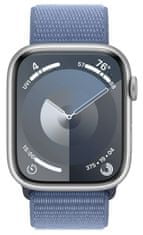 Apple Watch Series 9 pametna ura, GPS, 45 mm, aluminijasto ohišje Silver, pašček Sport Loop, Winter Blue (MR9F3QH/A)