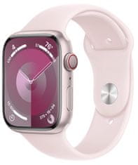 Apple Watch Series 9 pametna ura, GPS, 45 mm, roza aluminijasto ohišje, športni pašček S/M, svetlo roza (MR9G3QH/A)