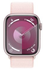 Apple Watch Series 9 pametna ura, GPS, 45 mm, roza aluminijasto ohišje, pašček Sport Loop, svetlo roza (MR9J3QH/A)