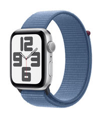 Apple Watch SE pametna ura, 44 mm, GPS, srebrna, Loop pašček Storm modra