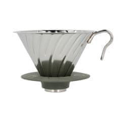 Hario - Metal Drip V60-02 Zunanji srebrni s silikonskim dnom