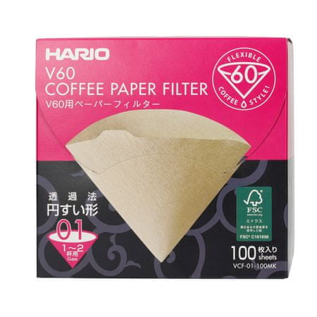 Hario Hario - Rjavi papirnati filtri Misarashi - V60-01 - 100 kosov