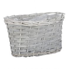Autronic Škatla ovalni - okrasna pletena embalaža s plastiko, siva barva OC3766-GREY