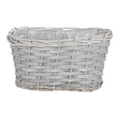 Autronic Škatla ovalni - okrasna pletena embalaža s plastiko, siva barva OC3766-GREY