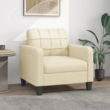 Vidaxl vidaXL Fotelj, kremne barve, 60 cm, oblazinjen z umetnim usnjem