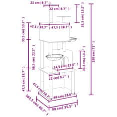 Vidaxl Mačje drevo s praskalniki iz sisala krem 180 cm