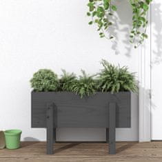 Vidaxl Vrtna visoka greda siva 62x30x38 cm trdna borovina