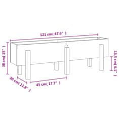 Vidaxl Vrtna visoka greda 121x30x38 cm trdna borovina