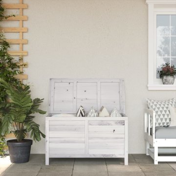 Vidaxl Vrtna škatla za shranjevanje bela 99x49,5x58,5 cm trdna jelka