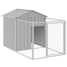Vidaxl Pasja uta s streho svetlo siva 117x1221x123 cm pocinkano jeklo
