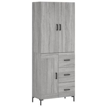 Vidaxl Visoka komoda siva sonoma 69,5x34x180 cm inženirski les