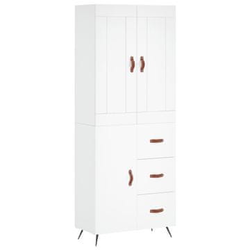 Vidaxl Visoka omara bela 69,5x34x180 cm inženirski les