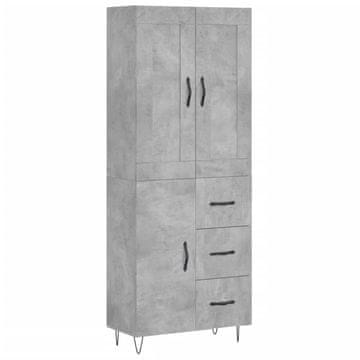 Vidaxl Visoka komoda betonsko siva 69,5x34x180 cm inženirski les