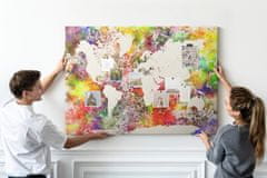 tulup.si Plošča iz plute Akvarelni zemljevid 140x100 cm Lesene zatiči