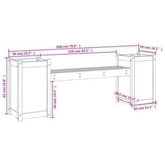 Vidaxl Klop z visoko gredo bela 180x36x63 cm trdna borovina