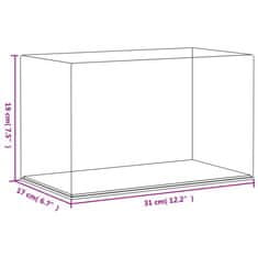 Vidaxl Razstavna škatla prozorna 31x17x19 cm akril